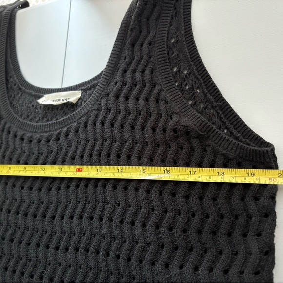 Everlane Tank Top Women XXL Black Stretch Sweater Crochet Knit Organic Cotton - Picture 4 of 8